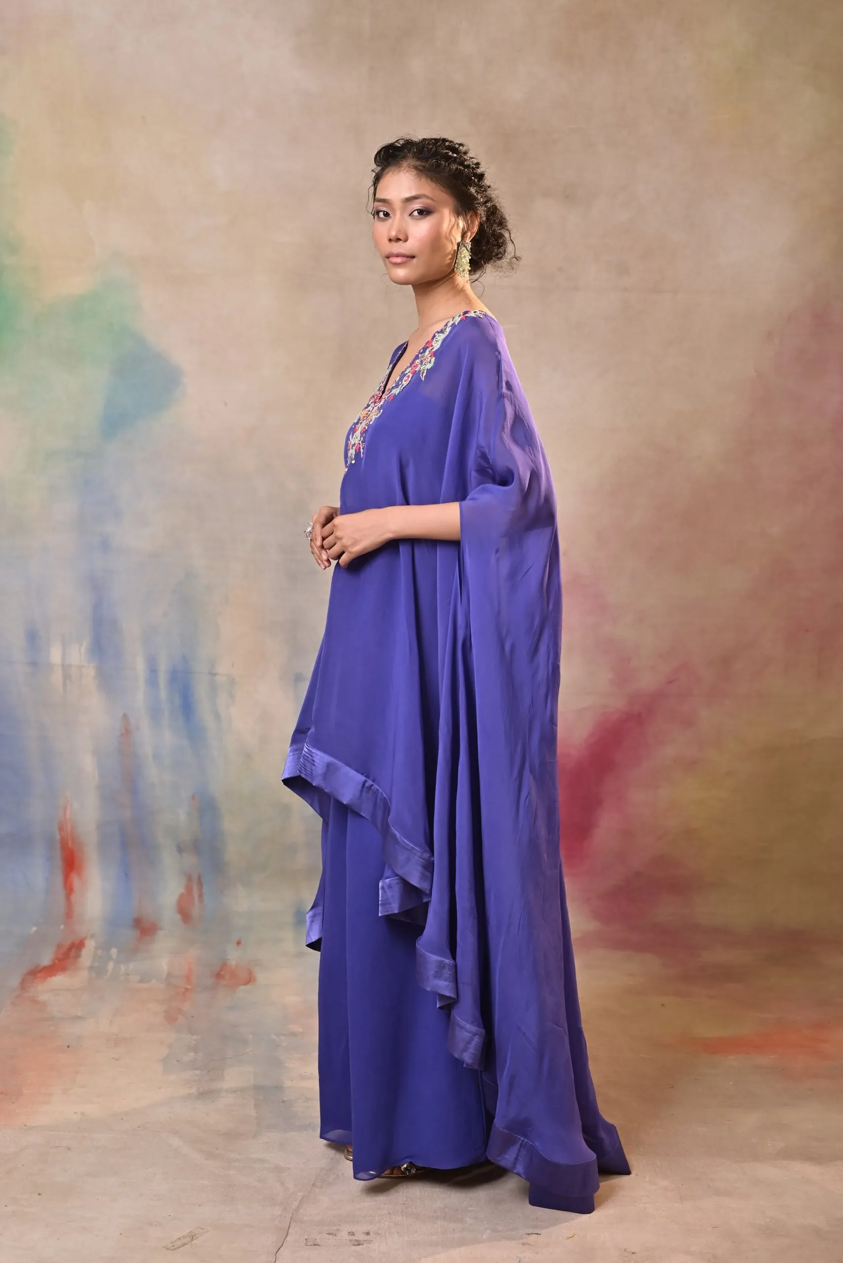 Royal Blue Embroidered indo-western ensemble