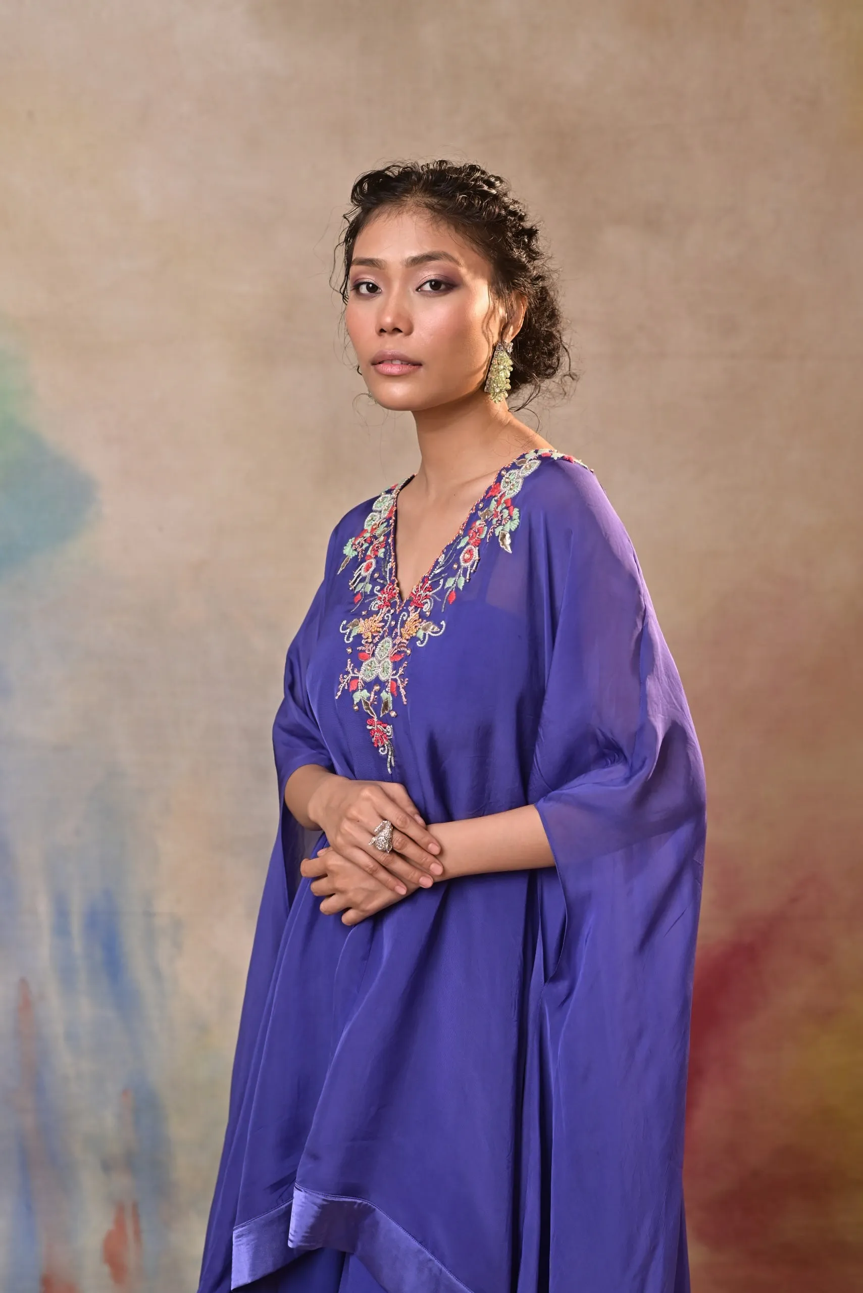 Royal Blue Embroidered indo-western ensemble