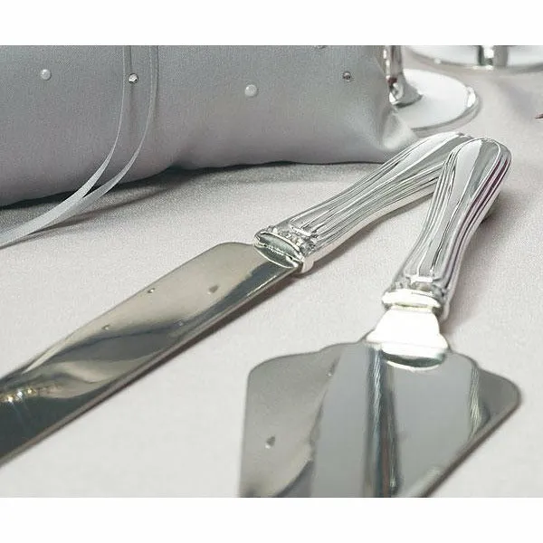 Silver Plated Cake Serving Set with Elegant Crystals