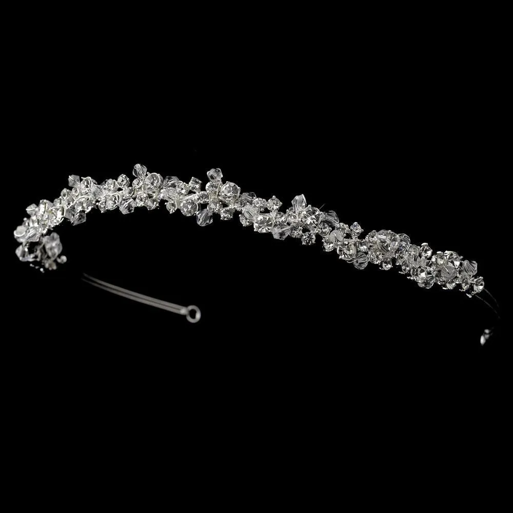 Silver Plated Round and Swarovski Cryatal Wedding Headband