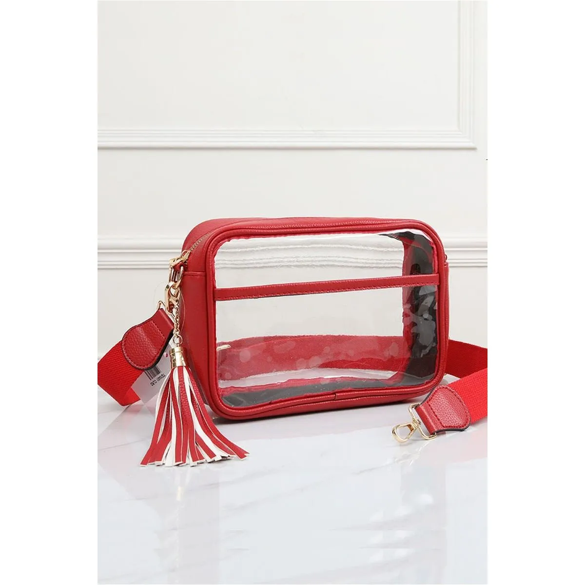 Solid Color Outlined Clear Crossbody Bag