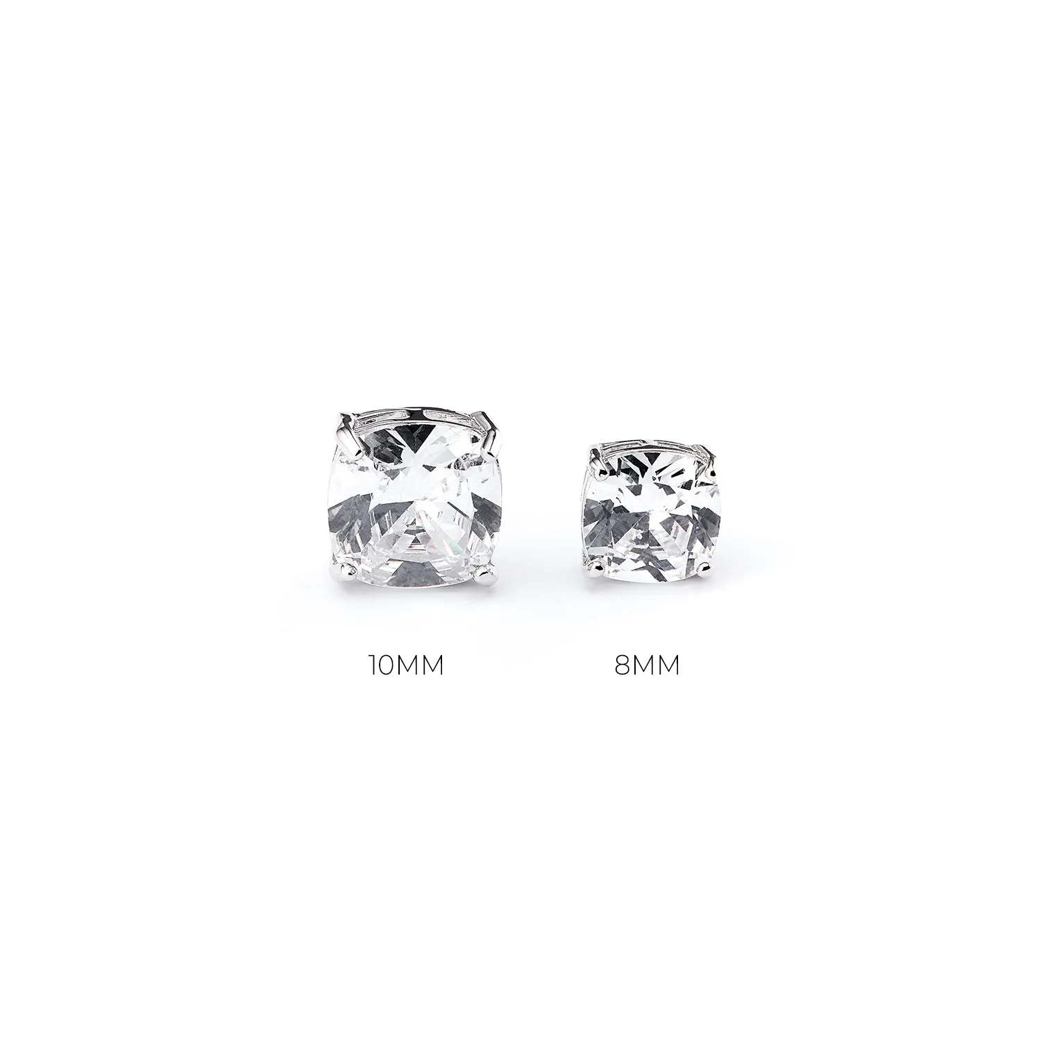 Solitaire CZ Cushion Earrings ( 1 CM )