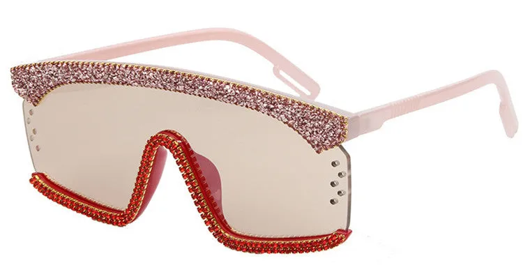 Spring Dazzling Square Sunglasses with rhinestones