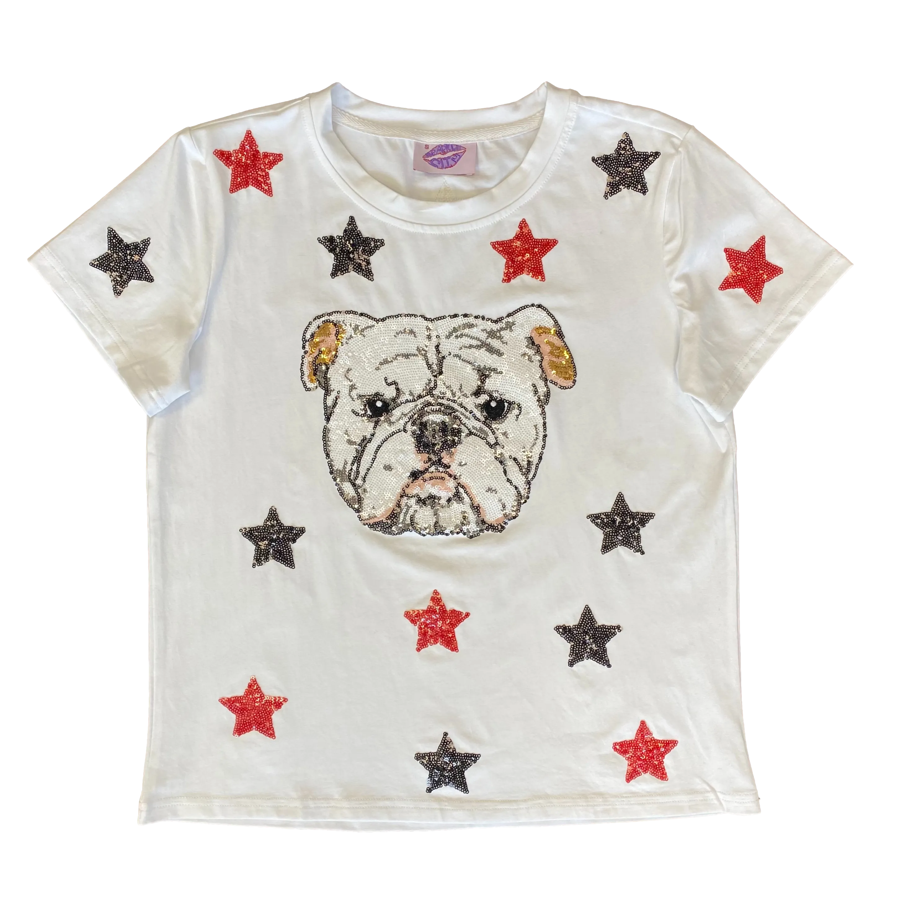 Star Struck Black and Red Bulldog tee