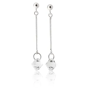 Sterling Silver Crystal White Bead Drop Earrings