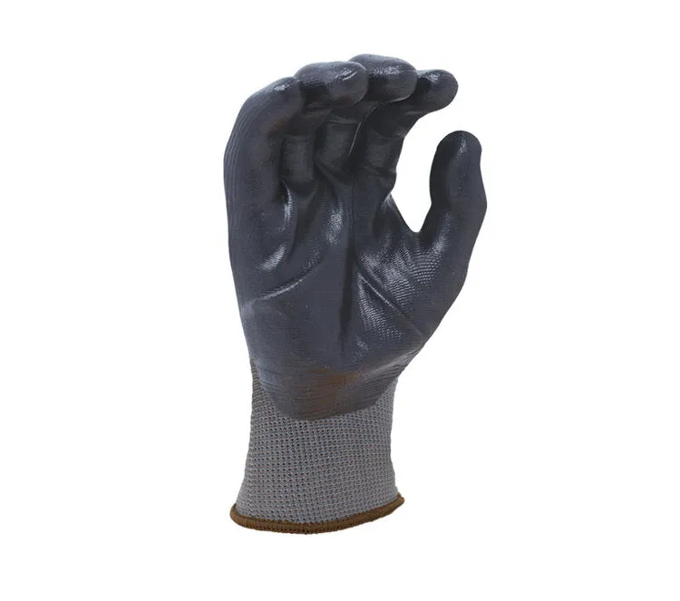 TASK GLOVES - 13 Gauge Gray Gloves, Polyester Shell, Black Nitrile Palm Coated - VEND PACK - Quantity 12 Pair