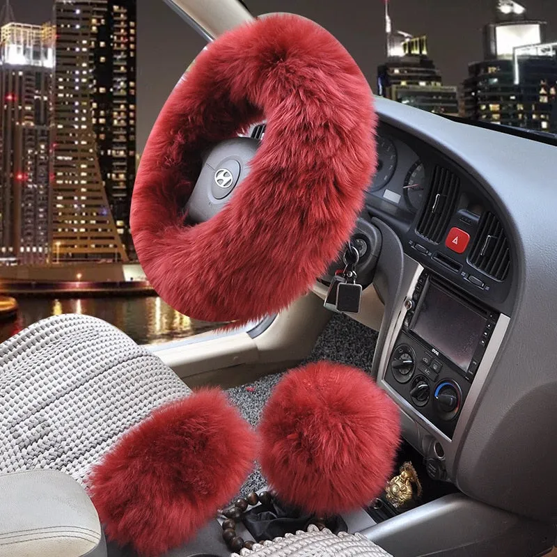 TEEK - Wool Fluff Steering & Shift Cover Set