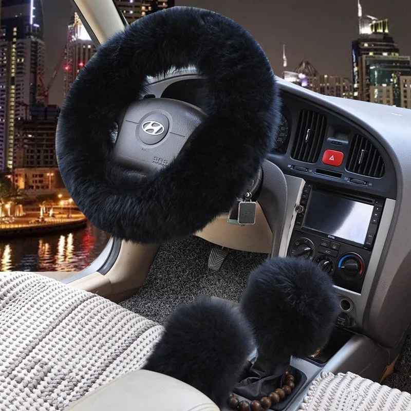 TEEK - Wool Fluff Steering & Shift Cover Set