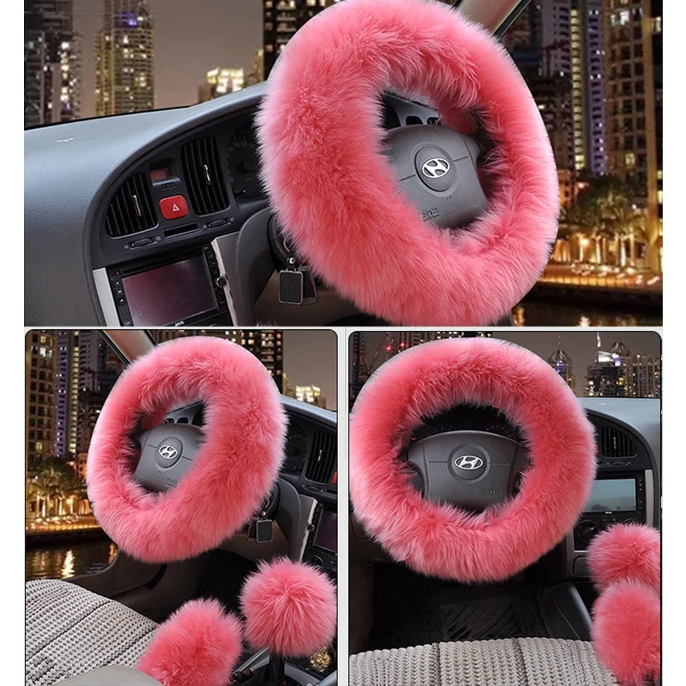 TEEK - Wool Fluff Steering & Shift Cover Set