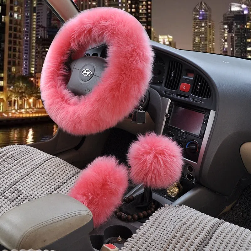 TEEK - Wool Fluff Steering & Shift Cover Set