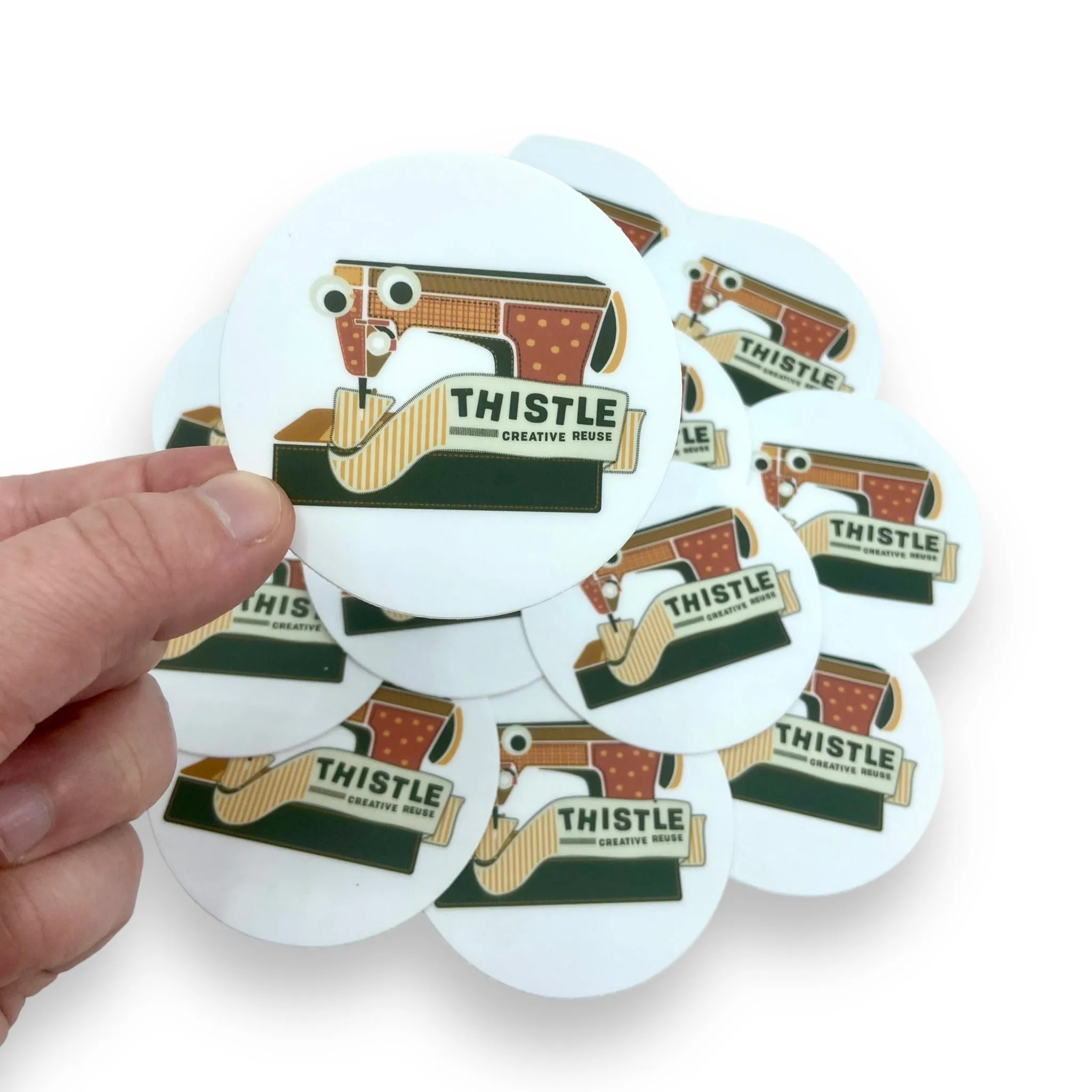 Thistle Sewing Machine Round Sticker