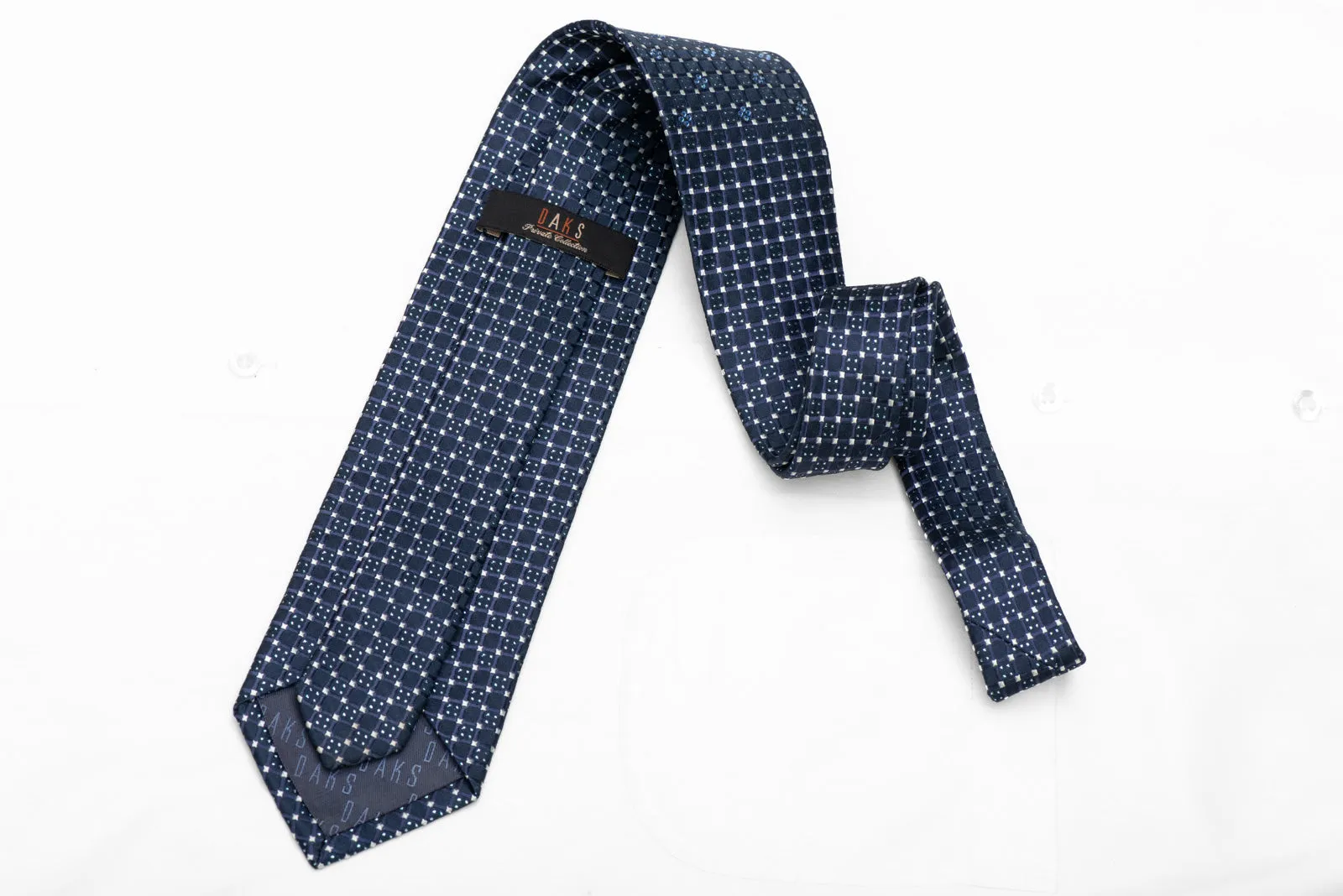 Trellis On Blue Rhinestone Silk Tie With Silver Sparkles