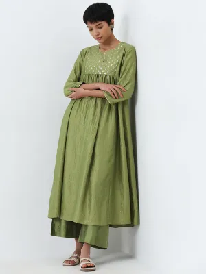 Utsa Sage Embellished Fit-and-Flare Kurta