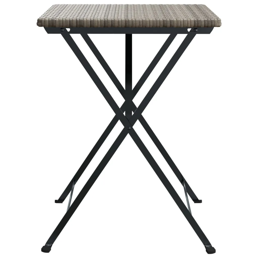 vidaXL Folding Bistro Table Grey 55x54x71 cm Poly Rattan