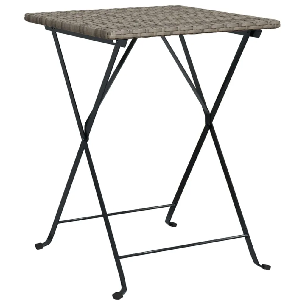 vidaXL Folding Bistro Table Grey 55x54x71 cm Poly Rattan