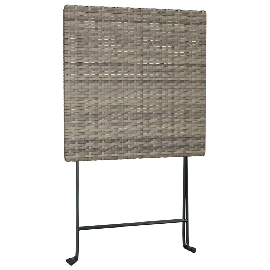 vidaXL Folding Bistro Table Grey 55x54x71 cm Poly Rattan