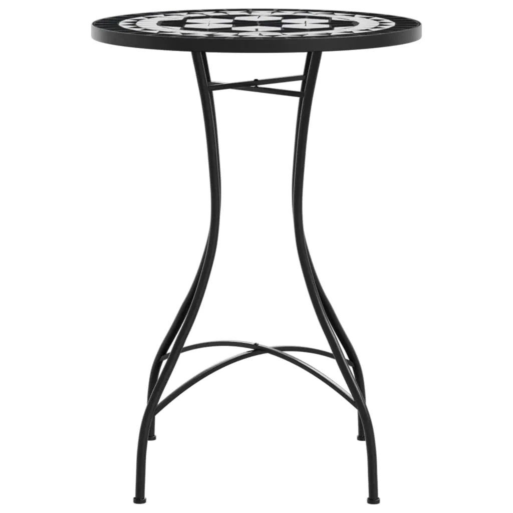 vidaXL Mosaic Bistro Table Black and White Ø50x70 cm Ceramic