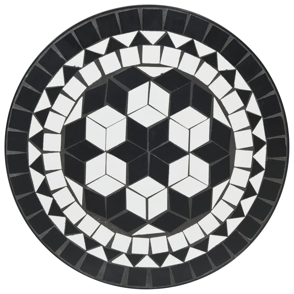 vidaXL Mosaic Bistro Table Black and White Ø50x70 cm Ceramic