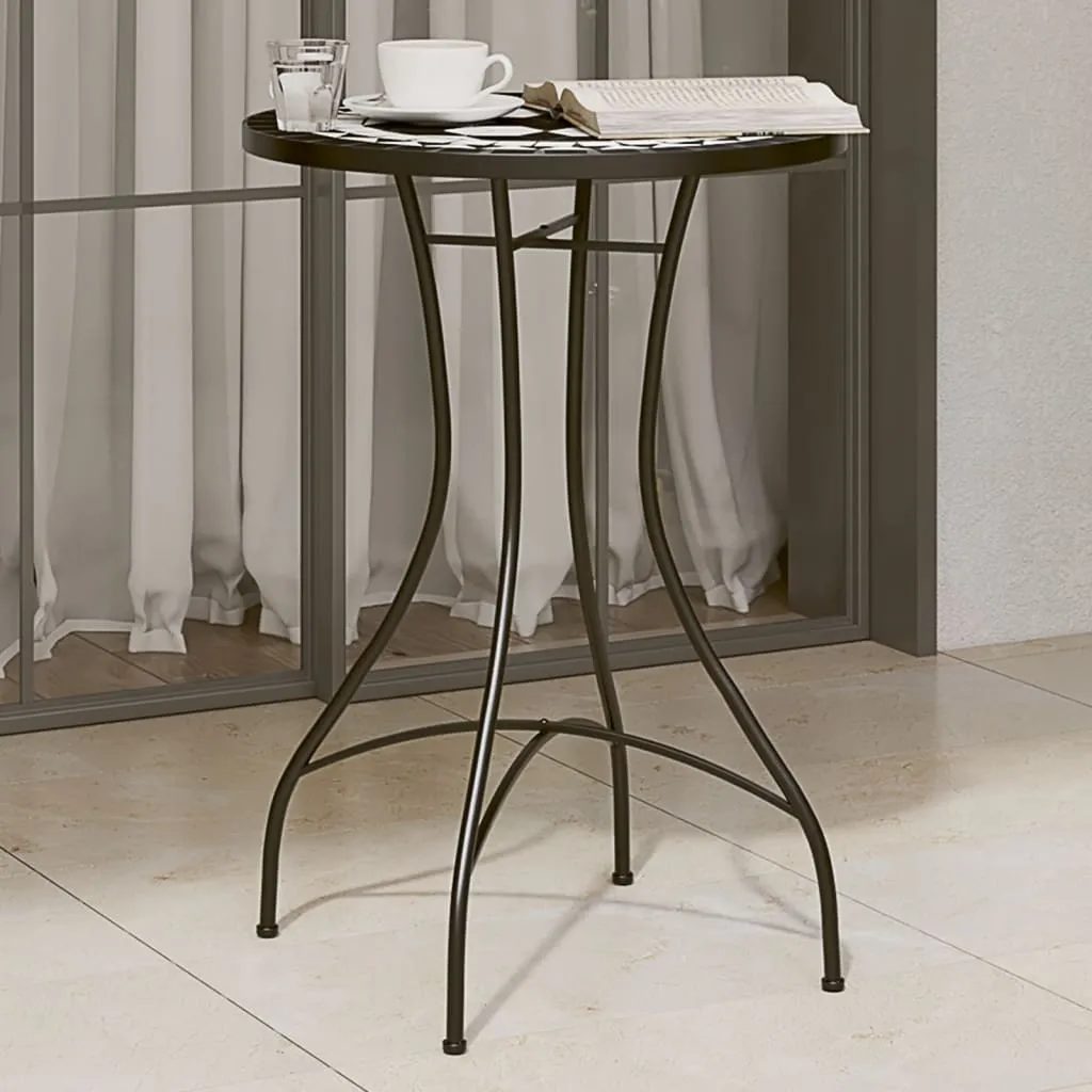 vidaXL Mosaic Bistro Table Black and White Ø50x70 cm Ceramic