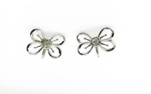 Vintage Sterling Butterfly Earrings with Rhinestones