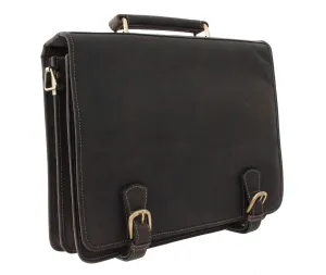 Visconti HULK Oiled Leather Briefcase With Carry Handle And Detachable Shoulder Strap 16134