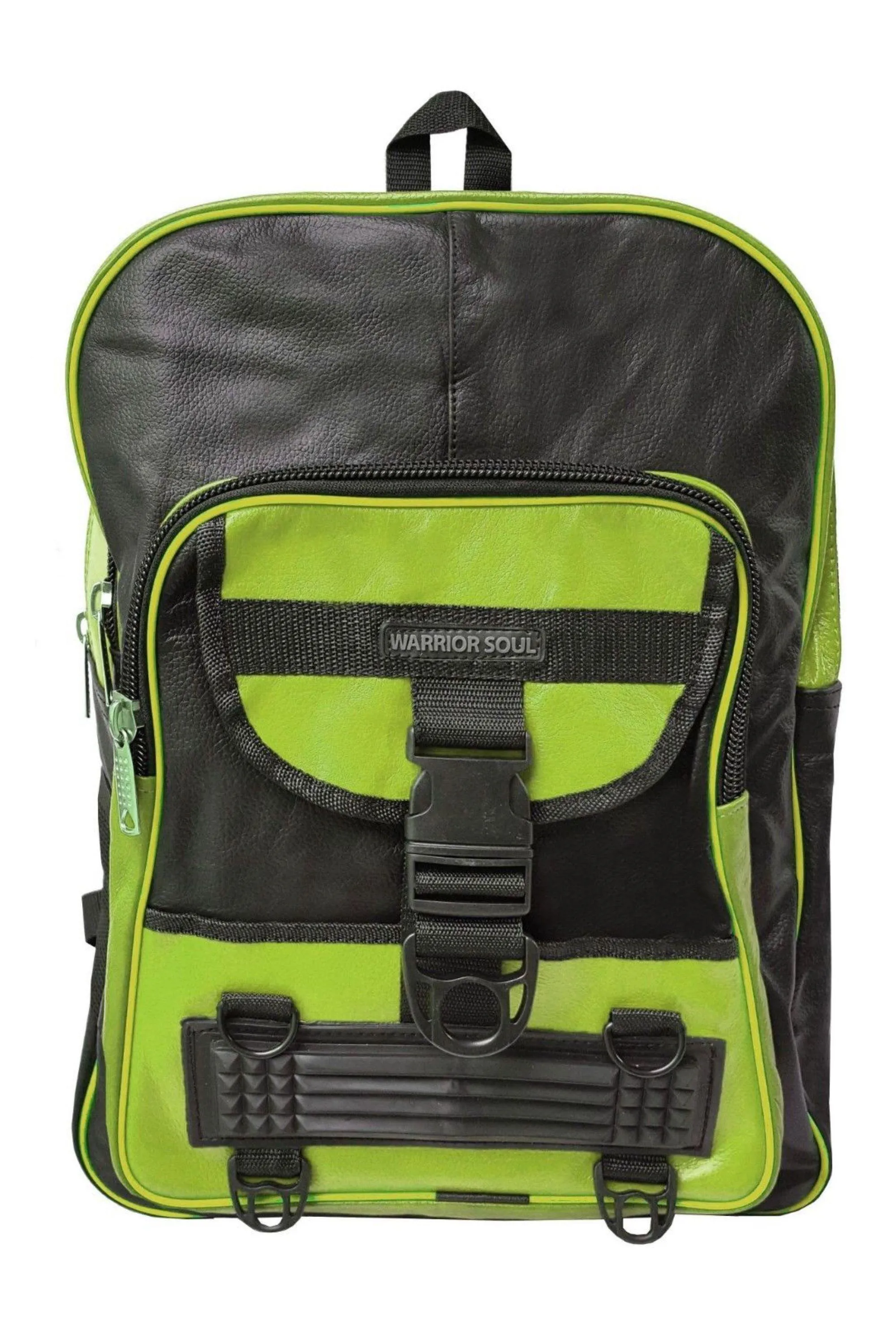 Warrior Gears® Leather Motorcycle Cycling Backpack Expandable Rucksack - Green