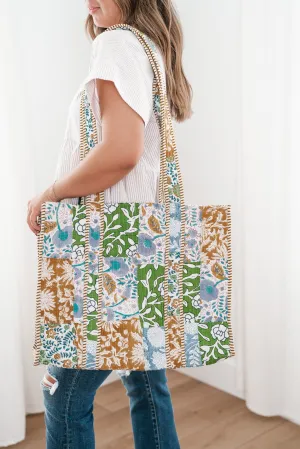 West Side Patchwork Tote Bag - Blue