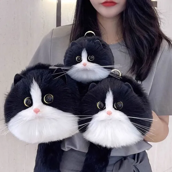 Winter Plush Cute Cat Bag - Cat Shaped Shoulder Bag for Women