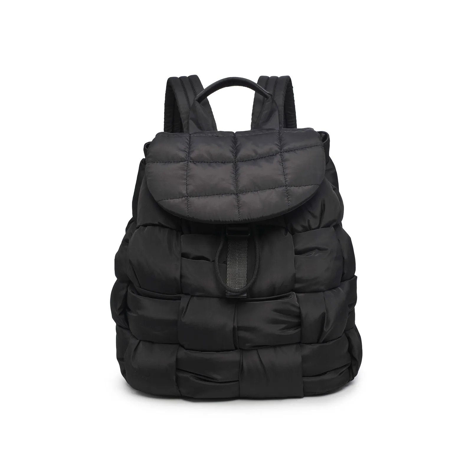 Woven Nylon Backpack in Black